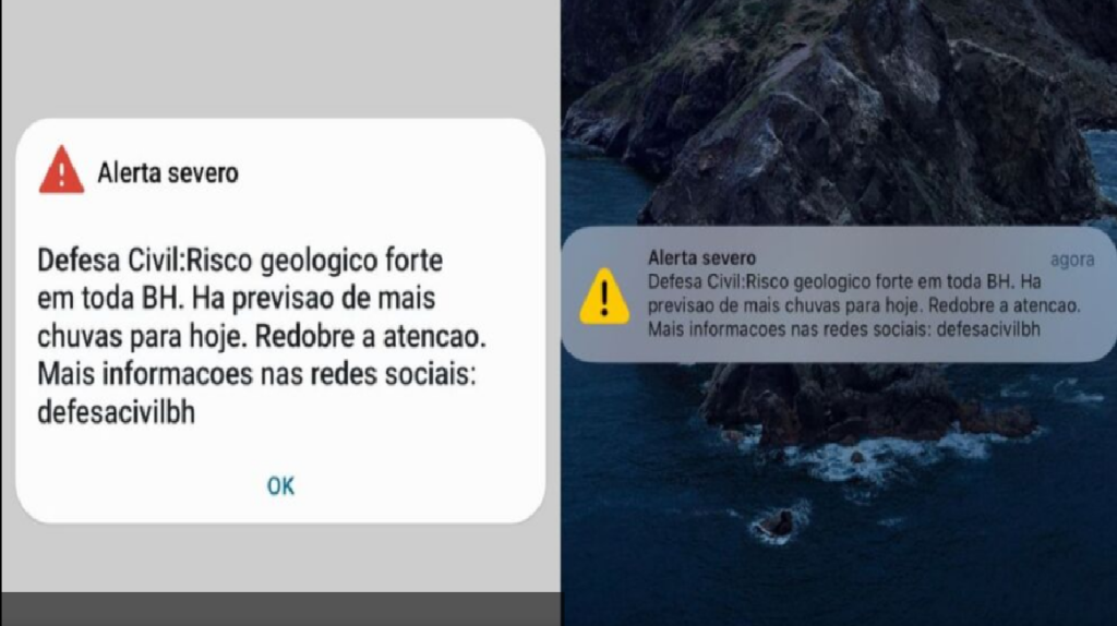 Defesa Civil de BH emite alerta sonoro em celulares para avisar sobre riscos geológicos na Capital Mineira