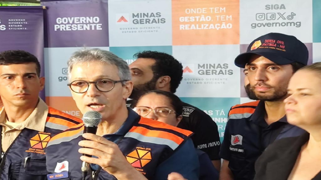 Romeo Zema vai ao Vale do Aço, promete mais recursos e alerta: "Há previsão de mais chuva, e é preciso cautela”